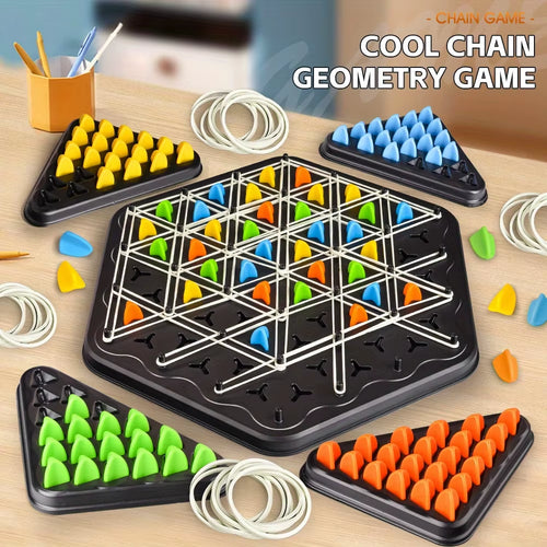 Triangle Board Game Set - Triangular Rubber Band Game for All Ages Parent-Child Interactive Family Fun Travel Game